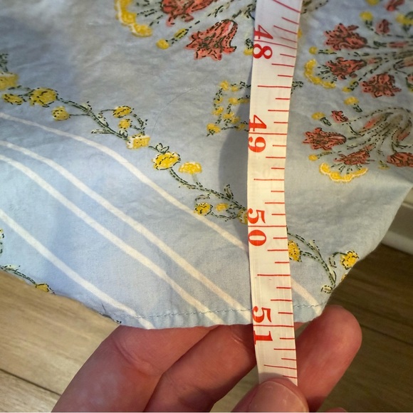 LOFT Blue Floral Midi Dress Puff Sleeves Drawstring Waist Size XL Ann Taylor - Picture 4 of 8